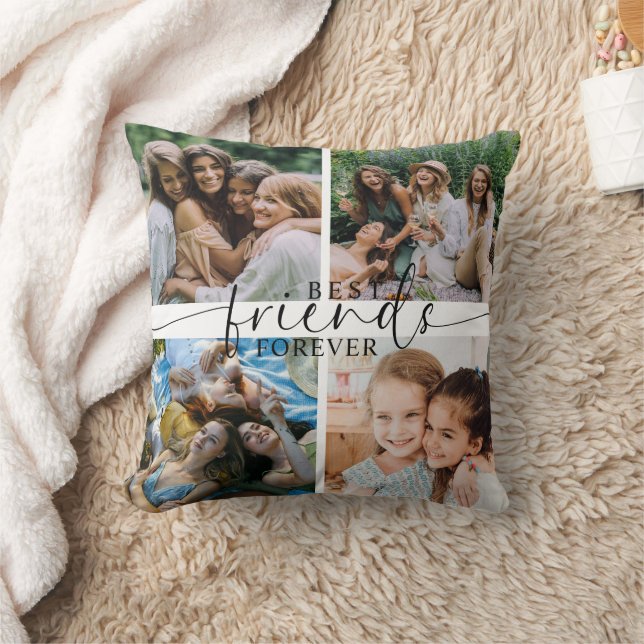 Best Friends Forever Besties Gift | Photo Collage Throw Pillow (Blanket)