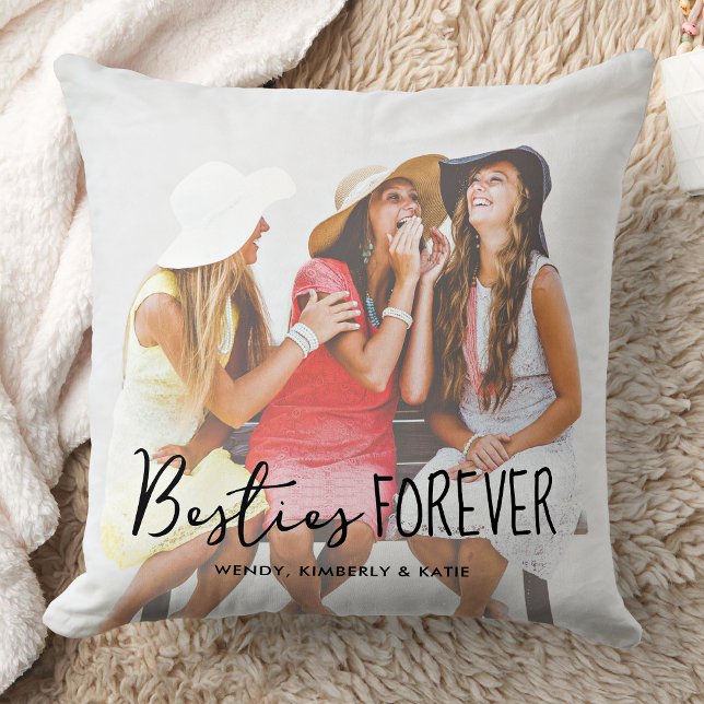 Best Friends Forever Besties Personalized Photo Throw Pillow (Creator Uploaded)