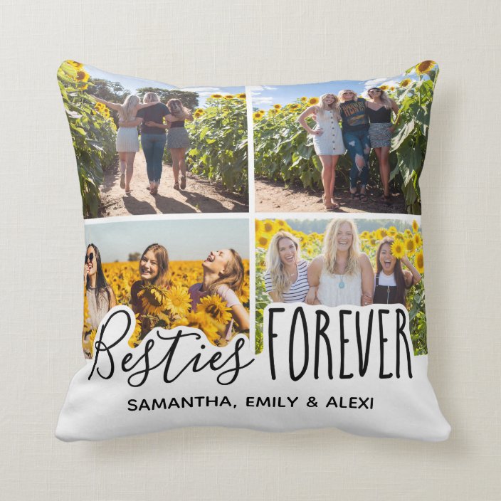Best Friends Forever Besties Photo Collage Throw Pillow