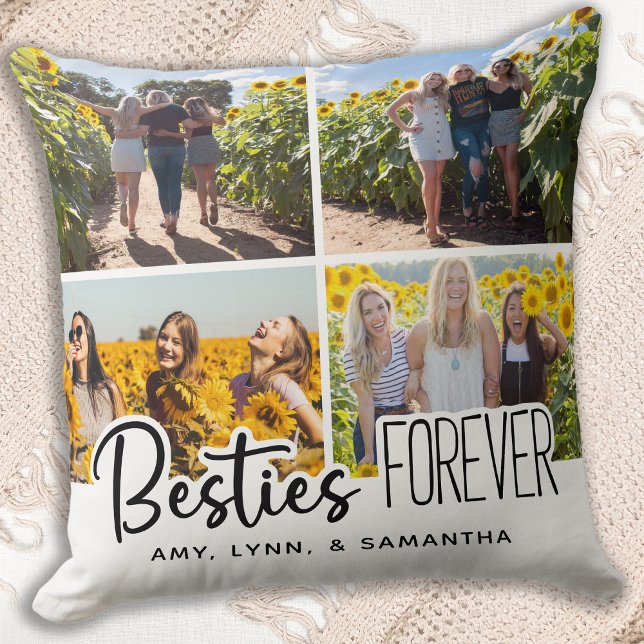 Best Friends Forever - Besties Photo Collage Throw Pillow (Creator Uploaded)