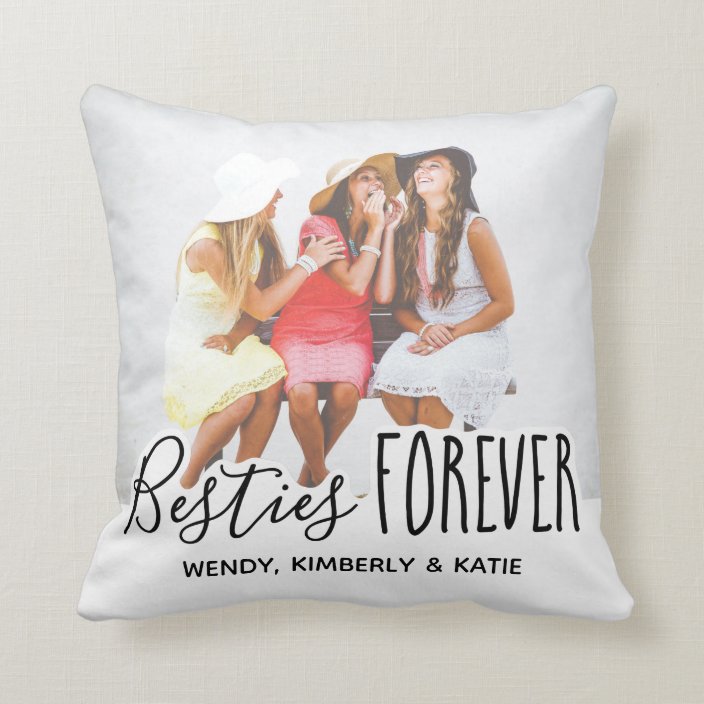 Best Friends Forever Besties White Photo Throw Pillow