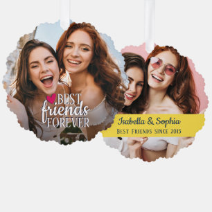 Best friends forever BFF 2 photos friendship Ornament Card