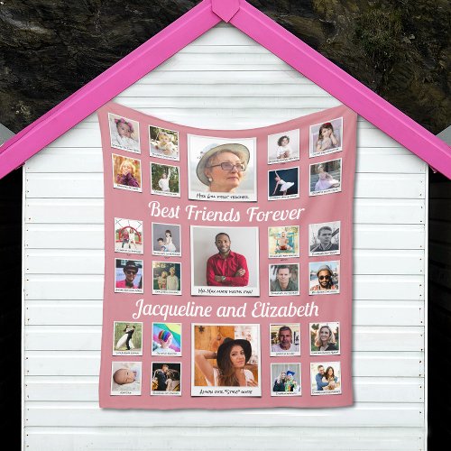 Best Friends Forever BFF Besties Blush Pink Fleece Blanket