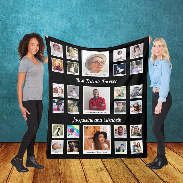 Best Friends Forever BFF Besties Photos & Text Fleece Blanket (Best Friends Forever Custom Fleece Blanket.)