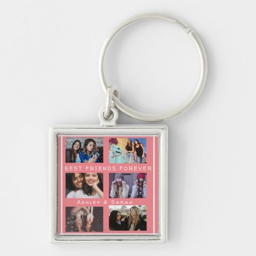 Best Friends Forever BFF Custom 6 Photo Collage Keychain