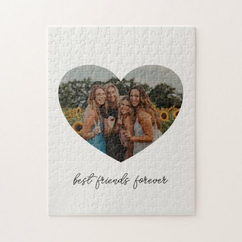 Best Friends Forever BFF Custom Heart Photo White Jigsaw Puzzle