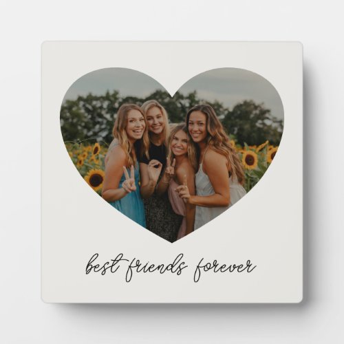 Best Friends Forever BFF Custom Heart Photo White Plaque