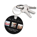Best friends forever BFF custom photo names black Keychain<br><div class="desc">A gift for your best friend(s) for birthdays,  Christmas or a special event. White text: Best Friends Forever,  written with a trendy hand lettered style script. Personalize and use your own photos and names.</div>