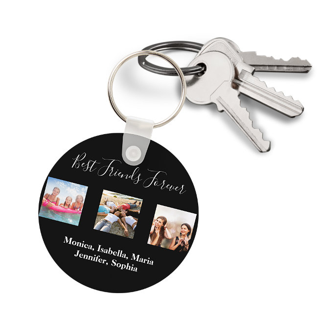 Best friends forever BFF custom photo names black Keychain