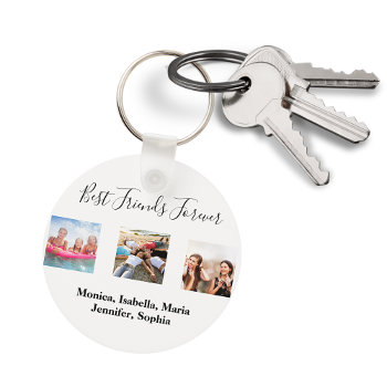 Best Friends Forever Bff Custom Photo Names White Keychain by Thunes at Zazzle