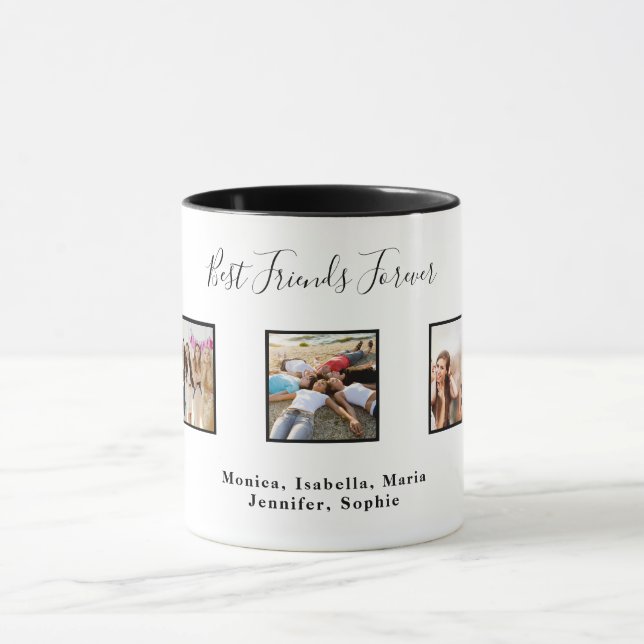 Best friends forever BFF custom photo names white Mug (Center)