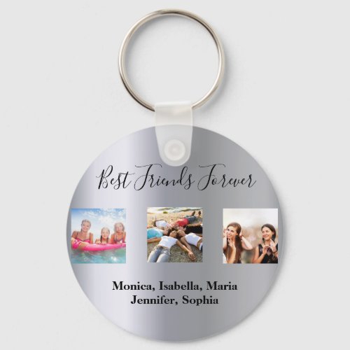 Best friends forever BFF custom photo silver names Keychain