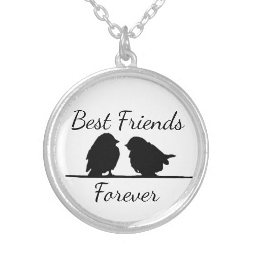 Best Friends Forever BFF Cute Birds Silver Plated Necklace