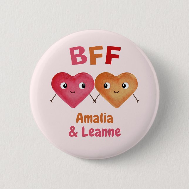 Best Friends Forever BFF cute heart couple Sticker Button (Front)