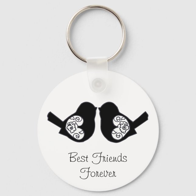 Best Friends Forever, BFF Cute Love Birds Keychain (Front)