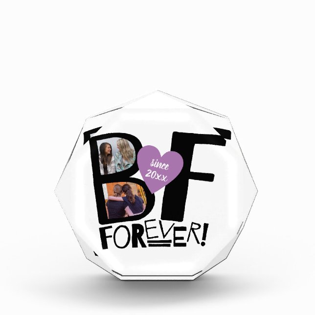 Best Friends Forever BFF Cute Modern Photo Block (Front)