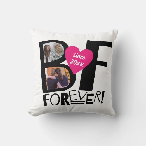 Best Friends Forever BFF Cute Modern Photo Throw Pillow