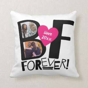 Best Friends Forever BFF Cute Modern Photo Throw Pillow