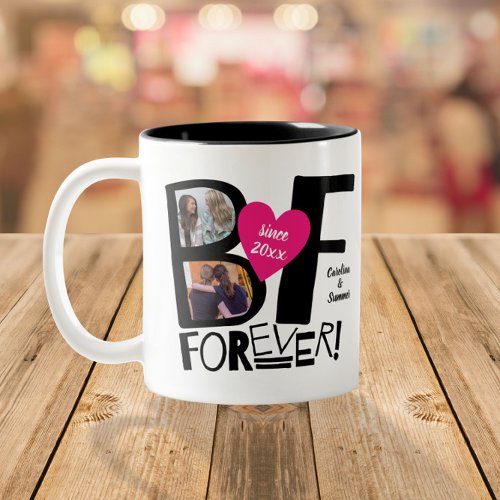 Best Friends Forever BFF Cute Pink Heart 2_Photo Two_Tone Coffee Mug