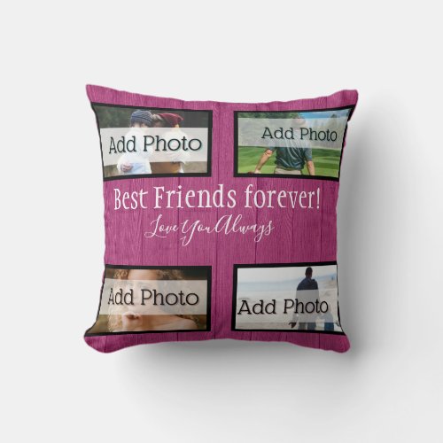 Best Friends Forever BFF Girly Photo Collage Throw Pillow