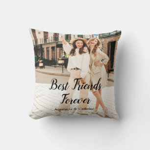 Best Friends Forever BFF modern personalized photo Throw Pillow