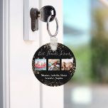 Best friends forever BFF photo black gold glitter Keychain<br><div class="desc">A gift for your best friend(s) for birthdays,  Christmas or a special event. Text: Best Friends Forever,  written with a trendy hand lettered style script. Personalize and use your own photos and names. Black background,  decorated with faux gold glitter dust.</div>