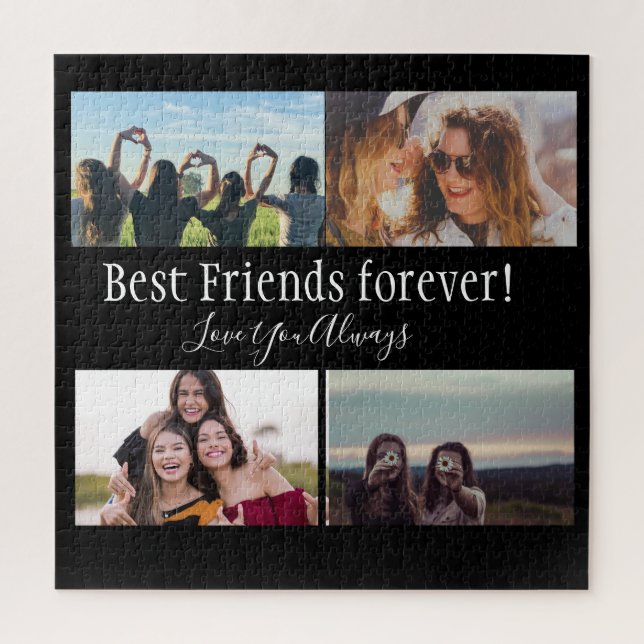 Best Friends Forever, BFF, Photo Collage Black Jigsaw Puzzle (Vertical)