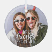 Best friends forever BFF photo friendship Glass Ornament