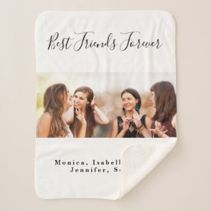 Best friends forever BFF photo names white Sherpa Blanket