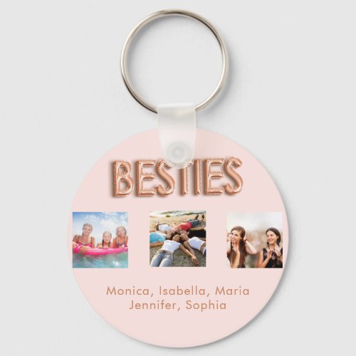 Best friends forever BFF photo rose gold pink name Keychain