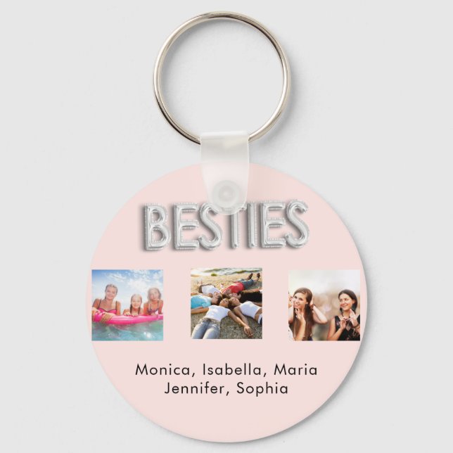 Best friends forever BFF photo rose gold silver Keychain (Front)