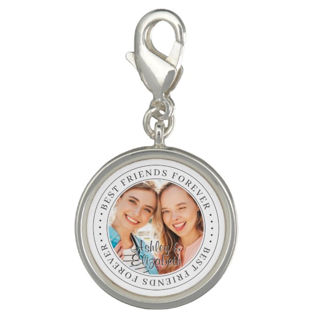 Best Friends Forever BFF Simple Modern Photo Charm (Front)