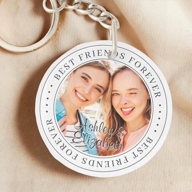 Best Friends Forever BFF Simple Modern Photo Keychain (Creator Uploaded)