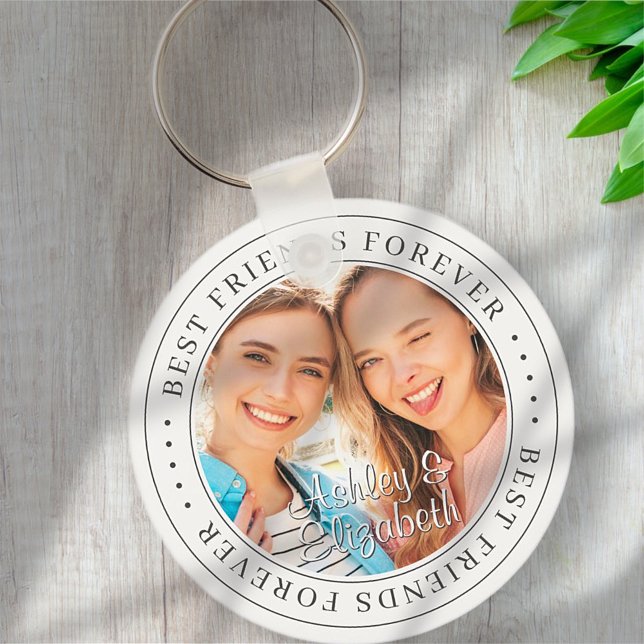 Best Friends Forever BFF Simple Modern Photo Keychain (Creator Uploaded)