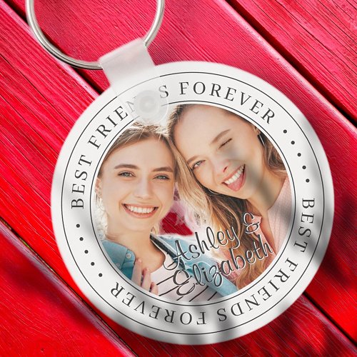 Best Friends Forever BFF Simple Modern Photo Keychain