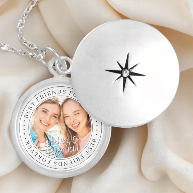 Best Friends Forever BFF Simple Modern Photo Locket Necklace (Creator Uploaded)