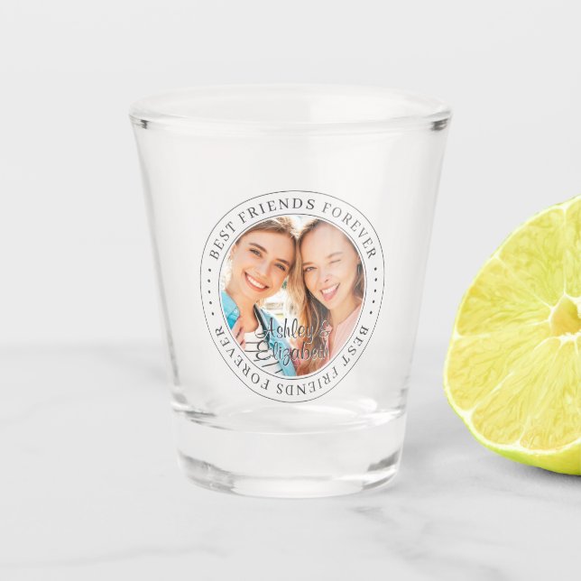 Best Friends Forever BFF Simple Modern Photo Shot Glass (Front)