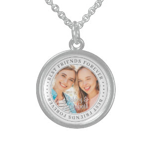 Best Friends Forever BFF Simple Modern Photo Sterling Silver Necklace