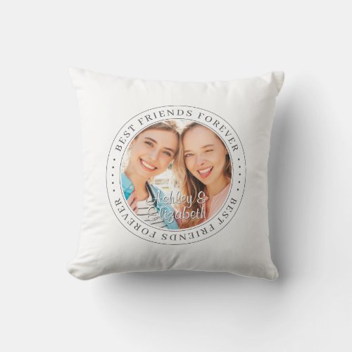 Best Friends Forever BFF Simple Modern Photo Throw Pillow