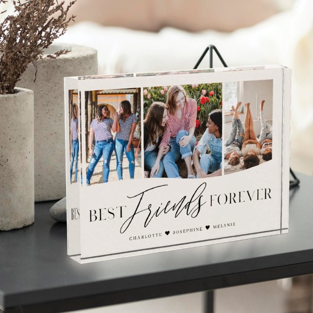 Best Friends Forever BFFs 3 Photo Keepsake Cream Block (Creator Uploaded)