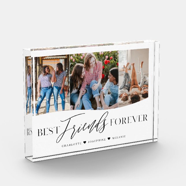 Best Friends Forever BFFs Three Photo Keepsake  Block (Left)