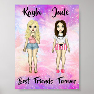 Best Friends Forever Blond and Brunette Custom Poster