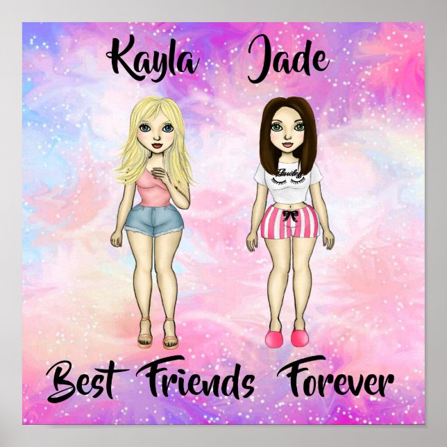 Best Friends Forever Blond and Brunette Custom  Poster (Front)