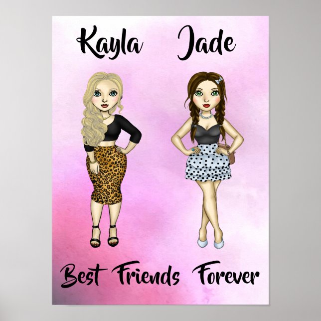 Best Friends Forever Blond Brunette High Fashion Poster (Front)