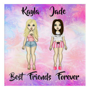 Best Friends Forever Blonde and Brunette Custom Acrylic Print