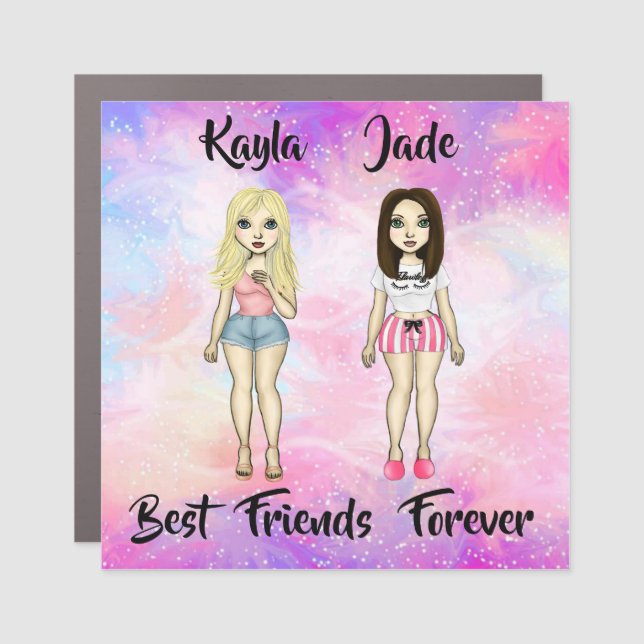 Best Friends Forever Blonde and Brunette Custom   Car Magnet (Front)