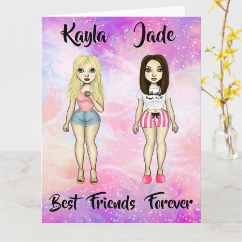 Best Friends Forever Blonde and Brunette Custom    Card