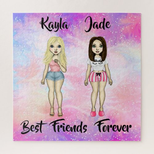 Best Friends Forever Blonde and Brunette Custom  Jigsaw Puzzle
