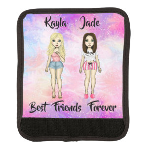 Best Friends Forever Blonde and Brunette Custom Luggage Handle Wrap
