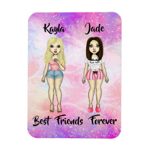 Best Friends Forever Blonde and Brunette Custom Magnet